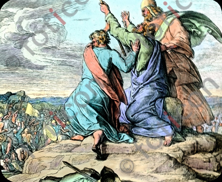 Moses betet während der Schlacht gegen die Amalekiter | Moses prays during the battle against the Amalekites (foticon-simon-045-050.jpg)